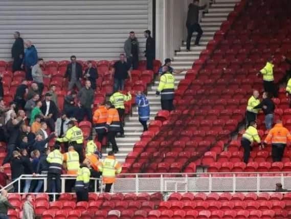 Violence erupts at the Riverside Stadium, where Middlesbrough beat Sheffield United 1-0 (photo: PA)
